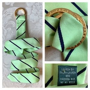 RALPH LAUREN green & blue striped belt